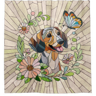 Dachshund dog - Doxie -colorful mosaic Shower Curtain