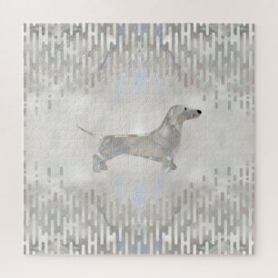 Dachshund dog  - Doxie pearl silhouette Jigsaw Puzzle