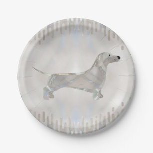 Dachshund dog - Doxie pearl silhouette Paper Plates