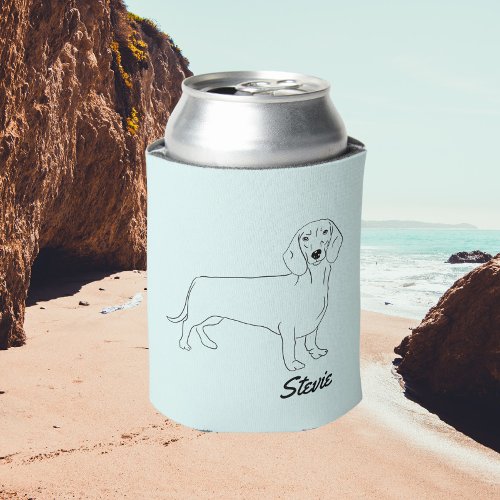 Dachshund dog drawing Can Cooler Wiener Dog  Can Cooler