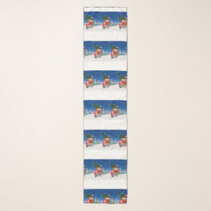 Dachshund Dog Driving Car In Snow Christmas  Scarf