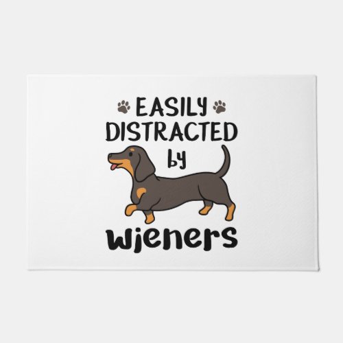 Dachshund Dog Easily Distracted by Wieners Doormat