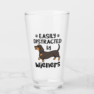 Dachshund Dog Easily Distracted by Wieners Glass