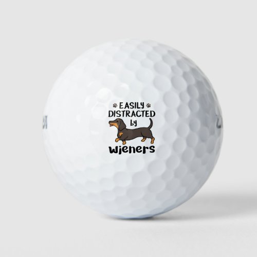 Dachshund Dog Easily Distracted by Wieners Golf Balls