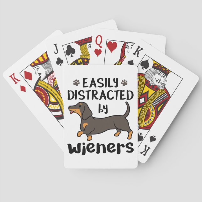 Dachshund Dog Easily Distracted by Wieners Poker Cards (Back)