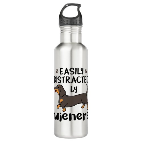 Dachshund Dog Easily Distracted by Wieners Stainless Steel Water Bottle