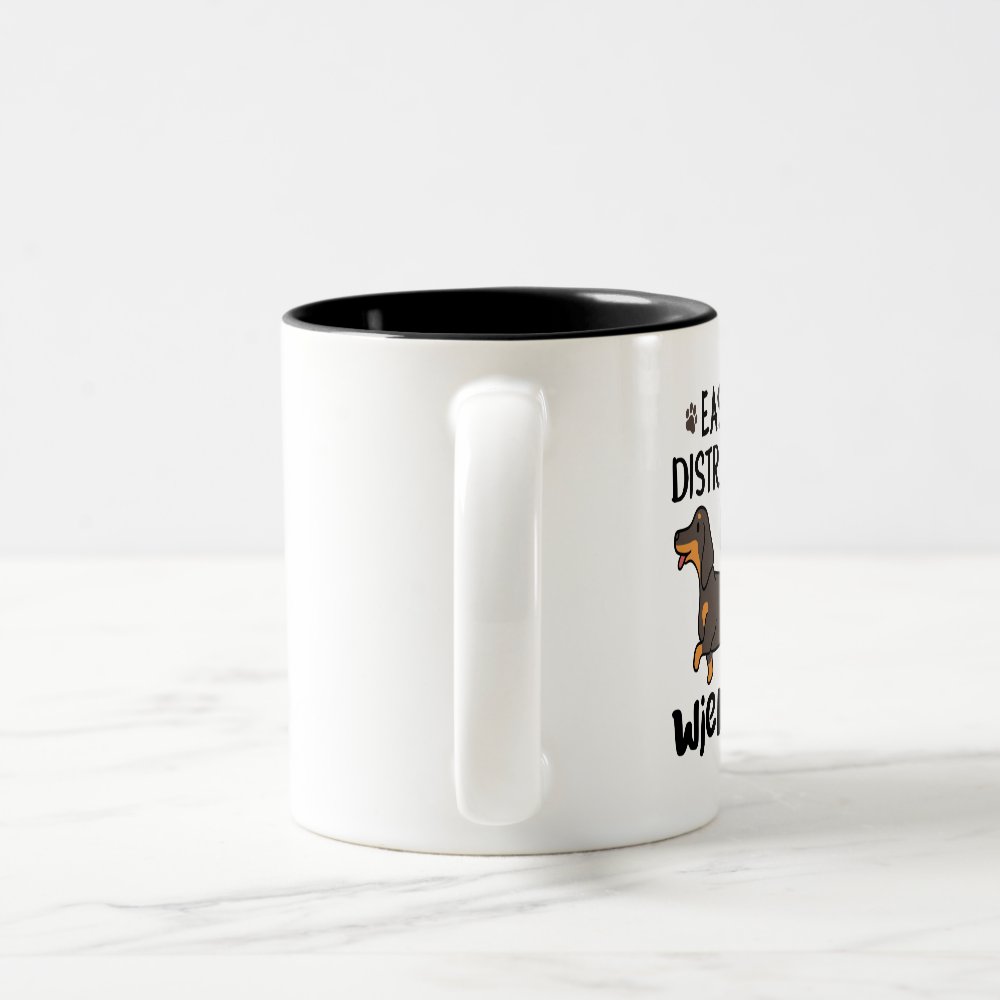 Disover Dachshund Dog Easily Distracted by Wieners Two-Tone Coffee Mug