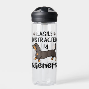 Dachshund Dog Easily Distracted by Wieners Water Bottle