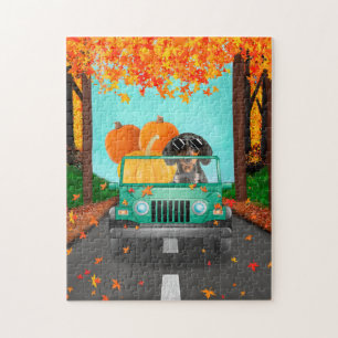 Dachshund Dog Fall Pumpkin Jigsaw Puzzle