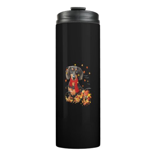 Dachshund Dog Fall Scarf Dogs Autumn Leaves Dog Lo Thermal Tumbler