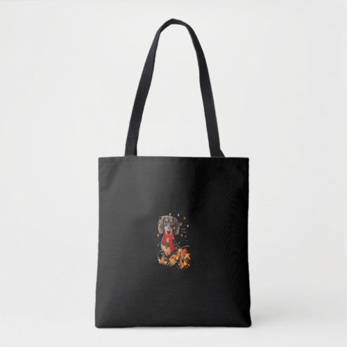 Dachshund Dog Fall Scarf Dogs Autumn Leaves Dog Lo Tote Bag