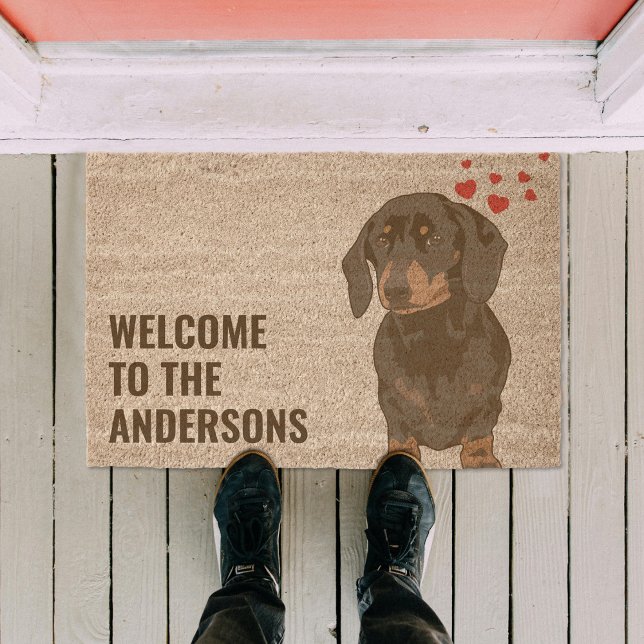 Dachshund Dog Family Name Welcome Fiber Doormat (Creator Uploaded)
