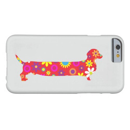 Dachshund dog floral retro funny cartoon wiener barely there iPhone 6 case