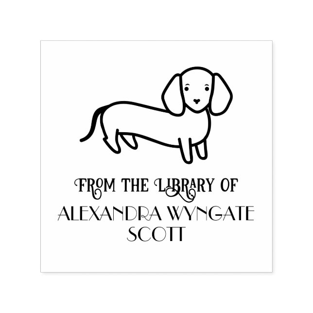 Dachshund Dog “From the library of” Name Book Self-inking Stamp (Design)