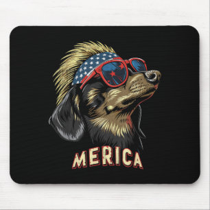 Dachshund Dog - Funny 4th of July American Flag Mouse Pad