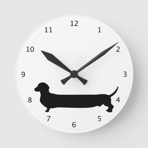 Dachshund dog funny cartoon silhouette doxie round clock