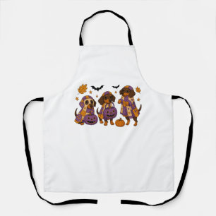 Dachshund Dog Ghost Halloween Apron