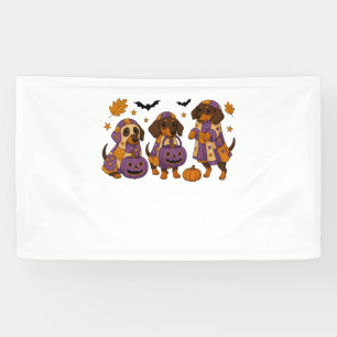 Dachshund Dog Ghost Halloween Banner
