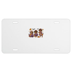 Dachshund Dog Ghost Halloween License Plate