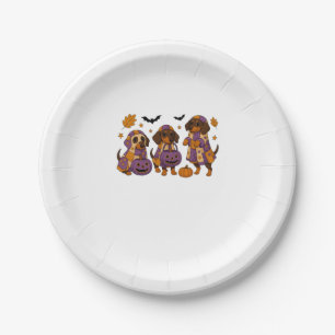 Dachshund Dog Ghost Halloween Paper Plates