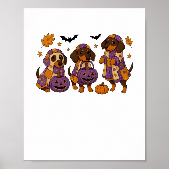 Dachshund Dog Ghost Halloween Poster (Front)