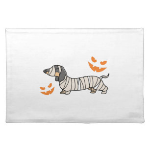 Dachshund Dog Halloween Candy Corn Full Moon Cloth Placemat