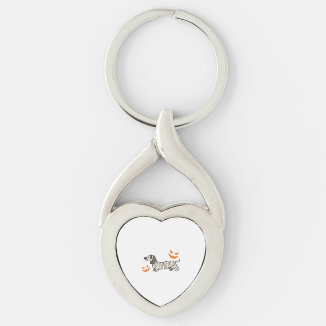 Dachshund Dog Halloween Candy Corn Full Moon Keychain (Front)