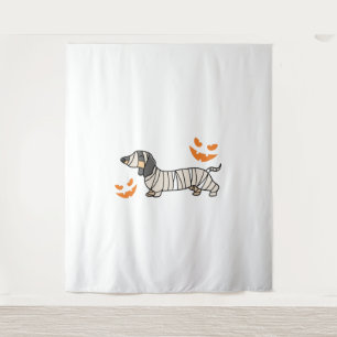 Dachshund Dog Halloween Candy Corn Full Moon Tapestry