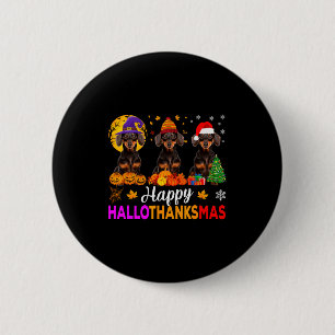 Dachshund Dog Halloween Christmas Hallothanksmas F Button