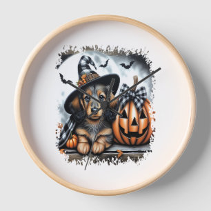 Dachshund Dog Halloween Clock