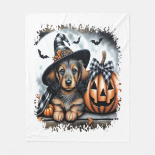 Dachshund Dog Halloween Fleece Blanket