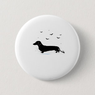 Dachshund Dog � Halloween Moon Silhouette Classic Button