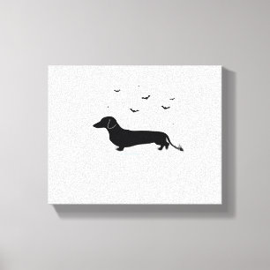 Dachshund Dog – Halloween Moon Silhouette Classic Canvas Print
