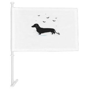 Dachshund Dog � Halloween Moon Silhouette Classic Car Flag