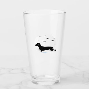 Dachshund Dog � Halloween Moon Silhouette Classic Glass