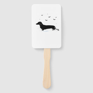 Dachshund Dog � Halloween Moon Silhouette Classic Hand Fan