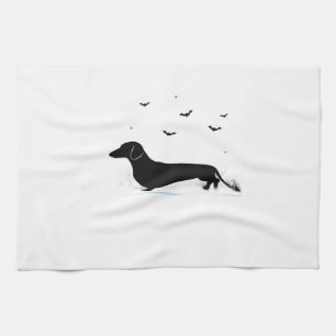 Dachshund Dog � Halloween Moon Silhouette Classic Kitchen Towel