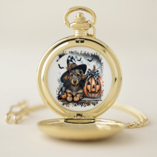 Dachshund Dog Halloween Pocket Watch
