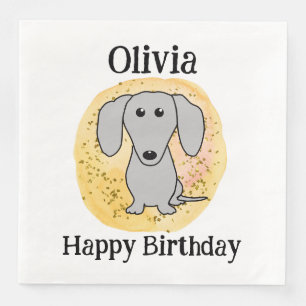 Dachshund Dog Happy Birthday Cute Doxie Paper Dinner Napkins