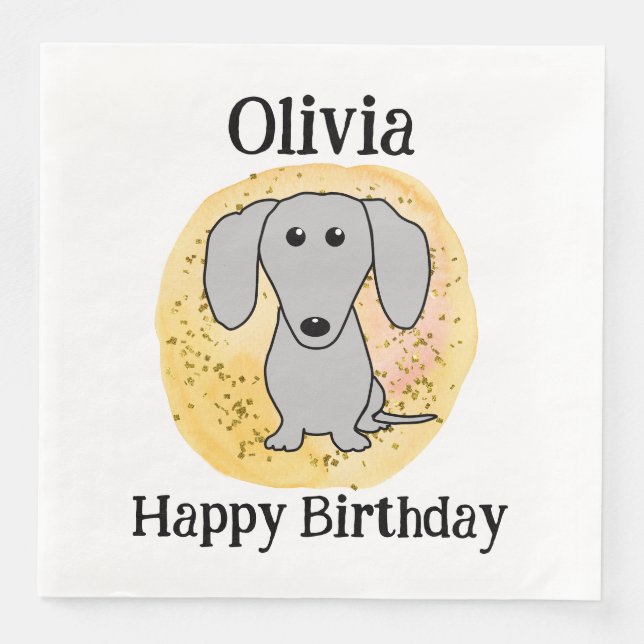 Dachshund Dog Happy Birthday Cute Doxie Paper Dinner Napkins (Front)