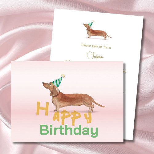 Dachshund Dog Happy Birthday Party Invitation