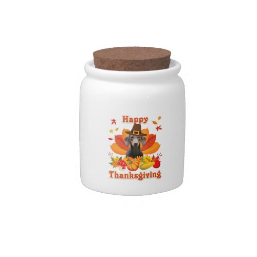 Dachshund Dog Happy Thanksgiving Autumn Candy Jar