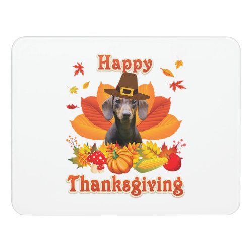 Dachshund Dog Happy Thanksgiving Autumn Door Sign