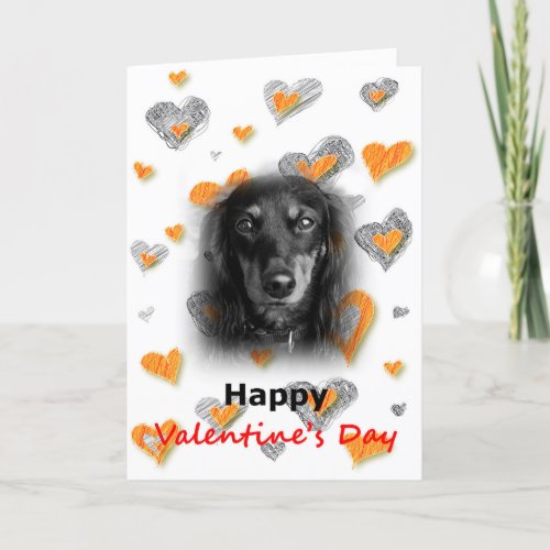 Dachshund Dog Happy Valentines Day Hearts Card