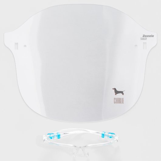 Dachshund Dog Illustration Personalized Face Shield (Front w/Glasses)