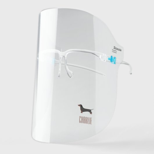 Dachshund Dog Illustration Personalized Face Shield (Front Left)
