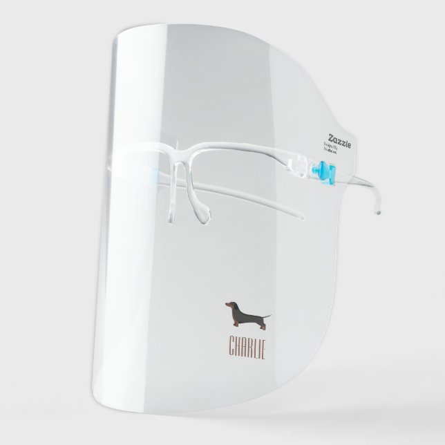 Dachshund Dog Illustration Personalized Face Shield (Front Left)