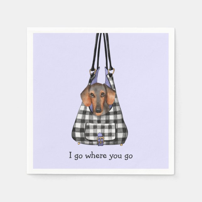 Dachshund Dog in a Bag Description Napkins (Front)