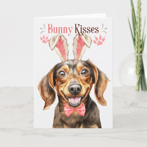 Dachshund Dog in Bunny Ears for Easter Holiday Card