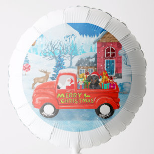 Dachshund Dog in Christmas Delivery Truck Snow  Balloon